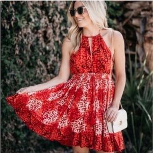 Free People Beach Day Halter Open Back Mini Dress